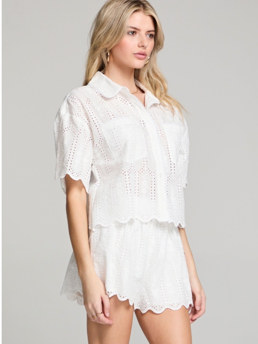 Short Sleeve Top ~ Salt Eyelet
